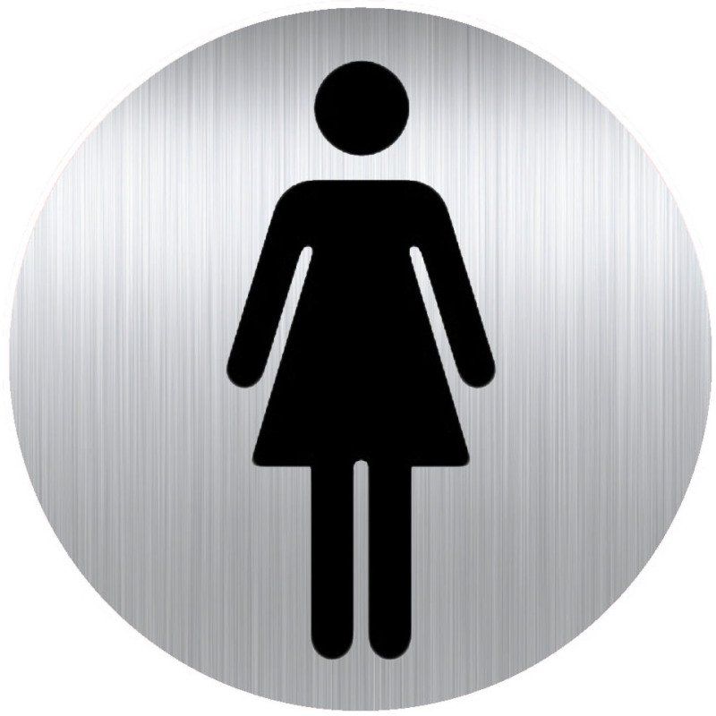 Plaque pictogramme Ø 8 cm « toilette femme »