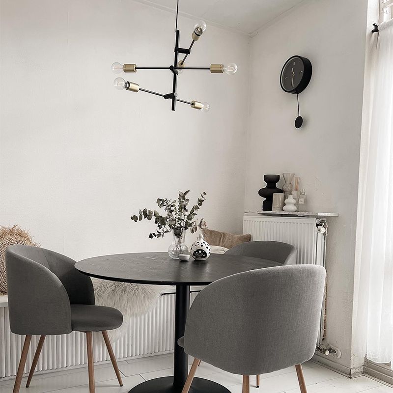 Industriële hanglamp zwart en goud 78 cm 6-lichts - Sydney