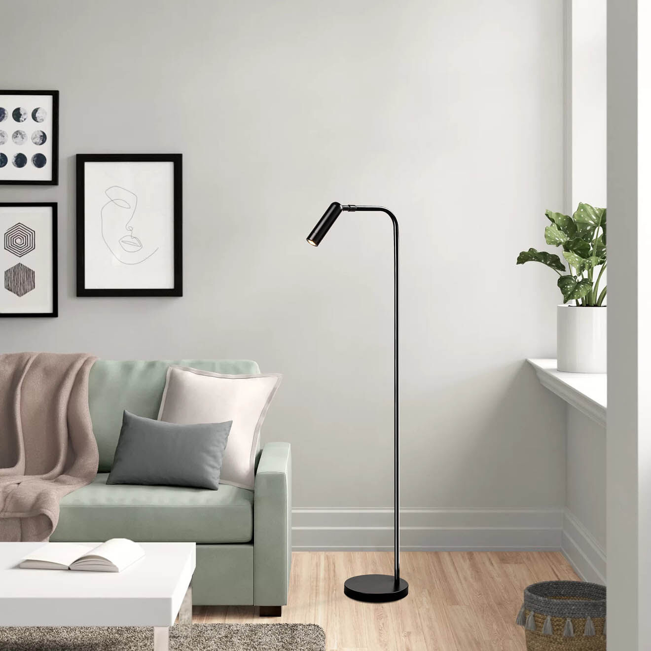 Opviq Lampadaire Ugur noir - 22x22x120 cm