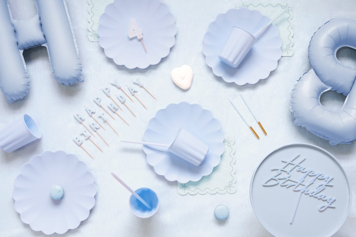 Happy Birthday Taarttopper Blauw 16,5cm