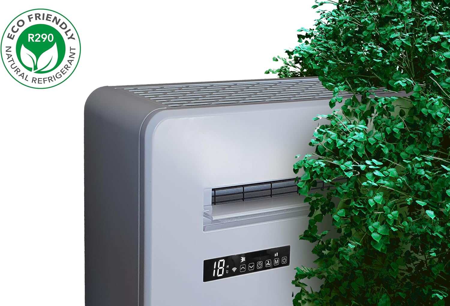 AirExchange - Wand-Monoblock-Klimaanlage-Wärmepumpe-INVERTER, 4-in-1 Klimaanlage ohne Außengerät, Heizen, Kühlen, Entfeuchten, Reinigen, 12.000 BTU, bis 80 m², R290, WEIß