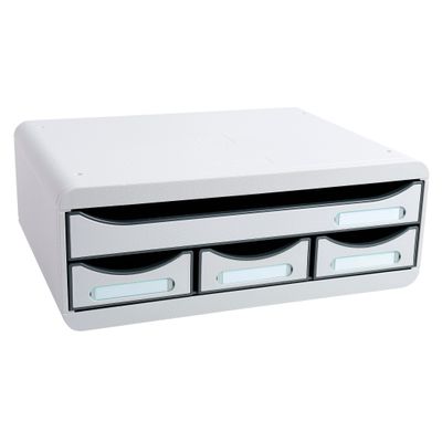 Exacompta Toolbox Mini - Module de classement à l'italienne 4 tiroirs - gris lumière
