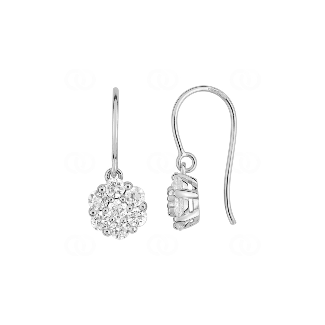 Ohrhänger 925 Silber rhodiniert mit Zirkonia pavé