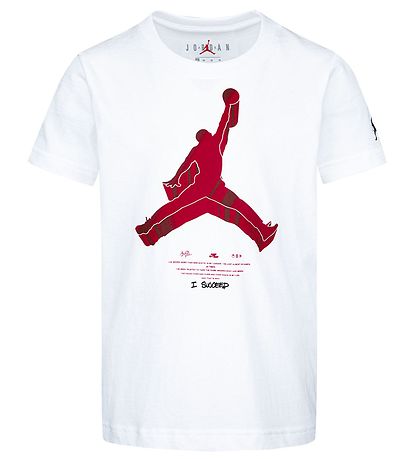 Jordan T-Shirt - Jumpman X Nike Action - Weiß mit. Rot