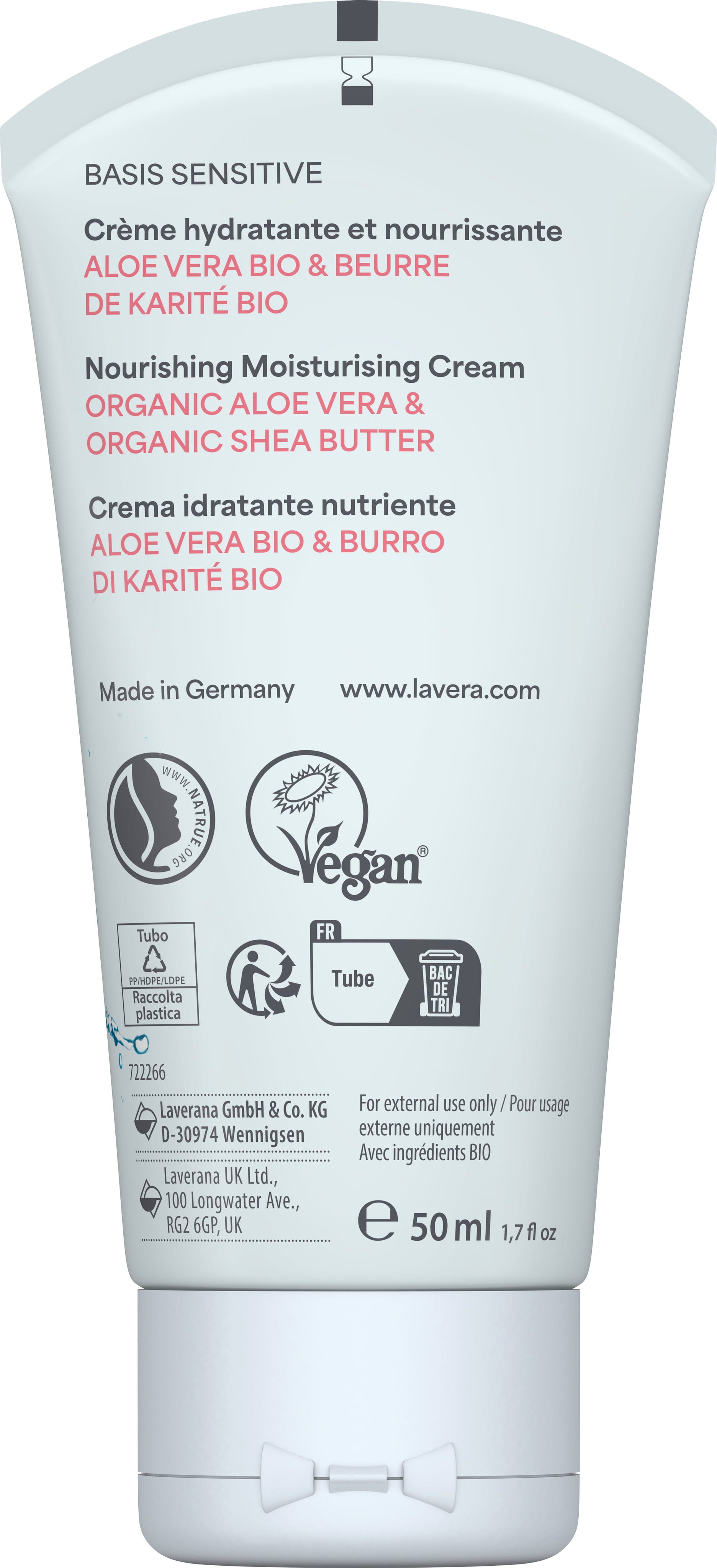 lavera  Basis Sensitiv Reichhaltige Feuchtigkeitscreme, 50 ml