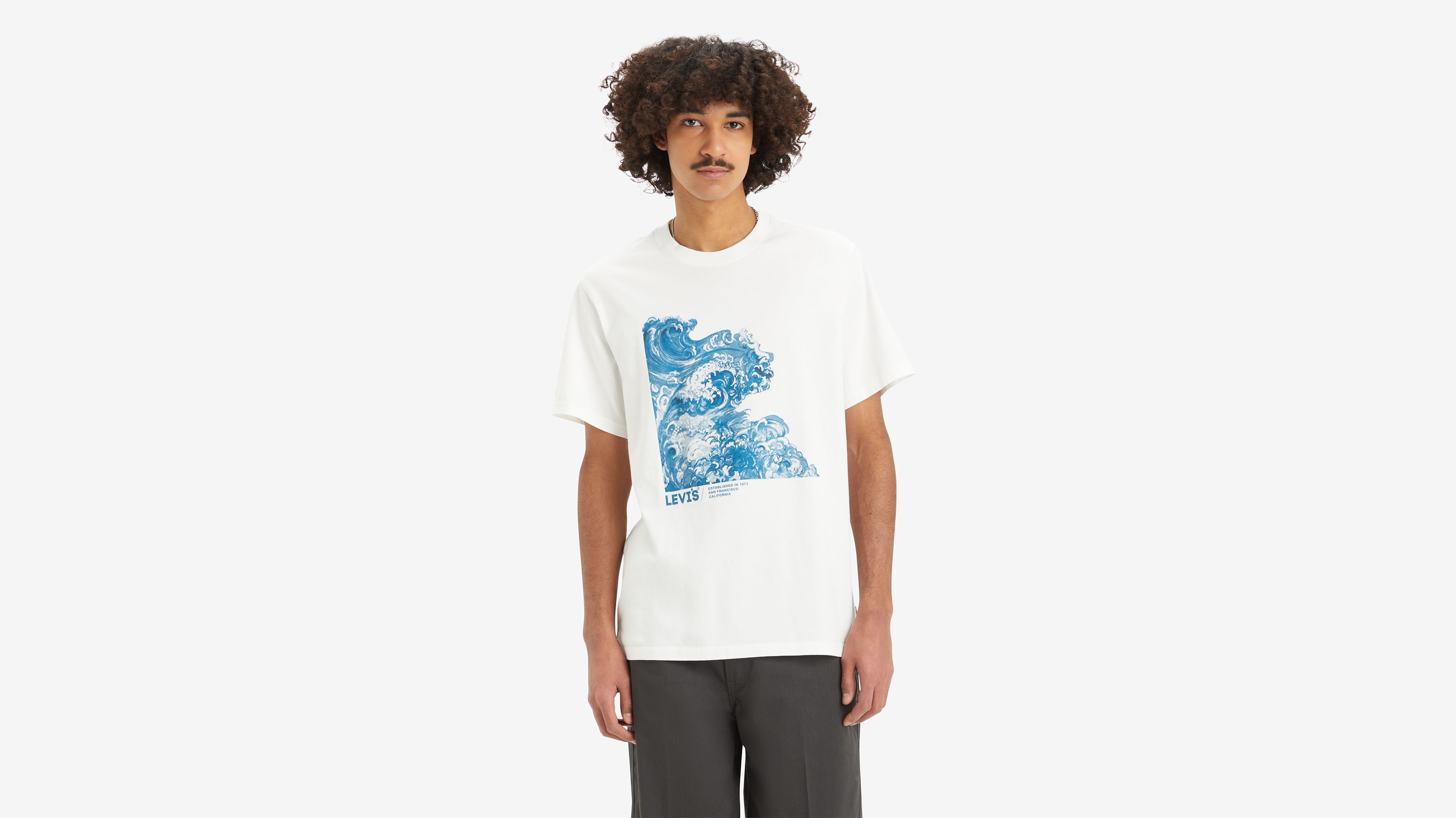 T-shirt graphique Relaxed - Wave Aop Hl Logo White+ - Blanc
