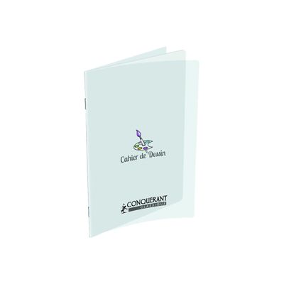 Conquérant Classique - Cahier de dessin polypro 17 x 22 cm - 32 pages blanches - transparent
