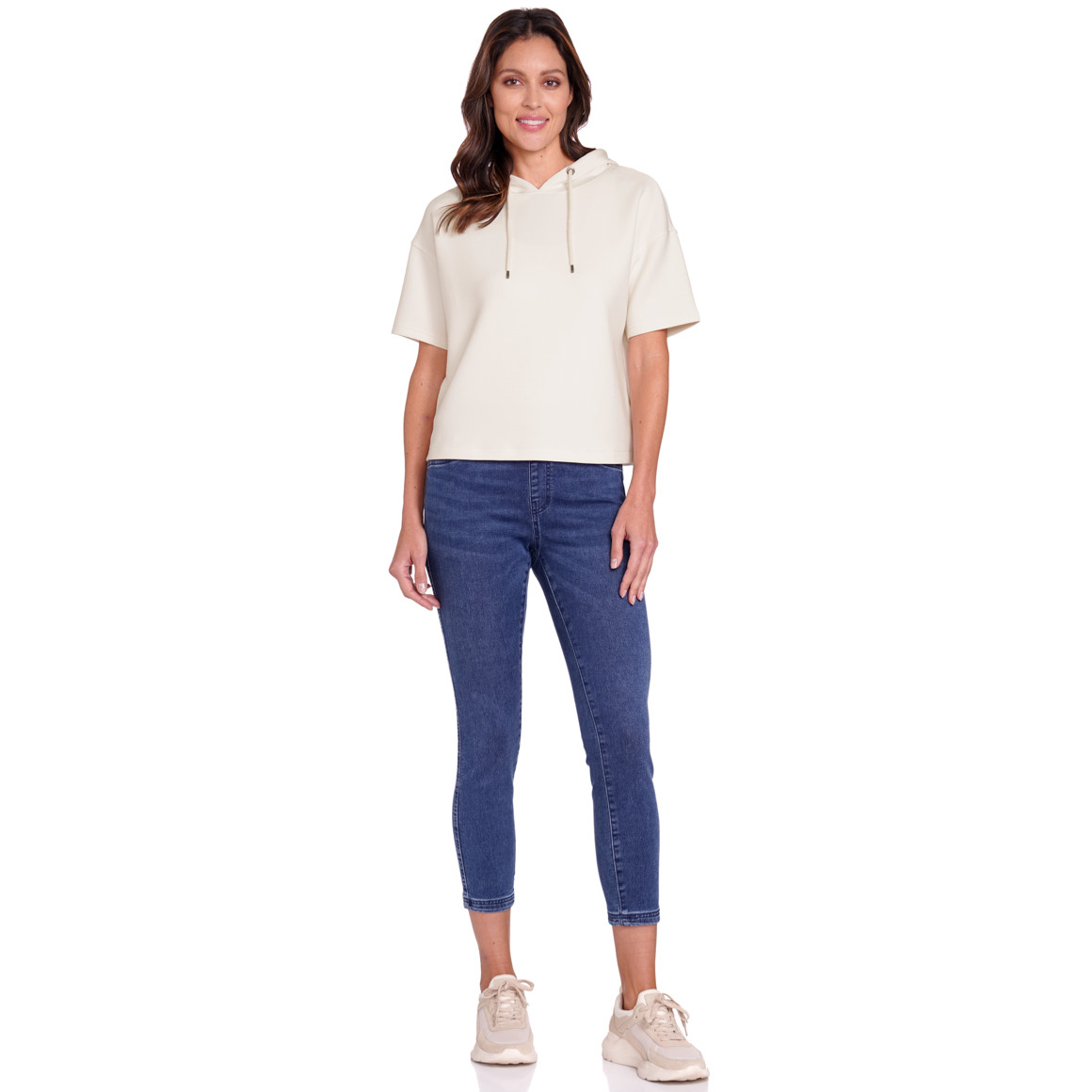 Gina Benotti Damen Kapuzenshirt in Modal-Qualität cremeweiss