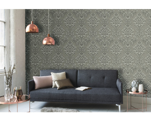 Vliesbehang 36898-1 Metropolitan Stories Damask grijsgroen