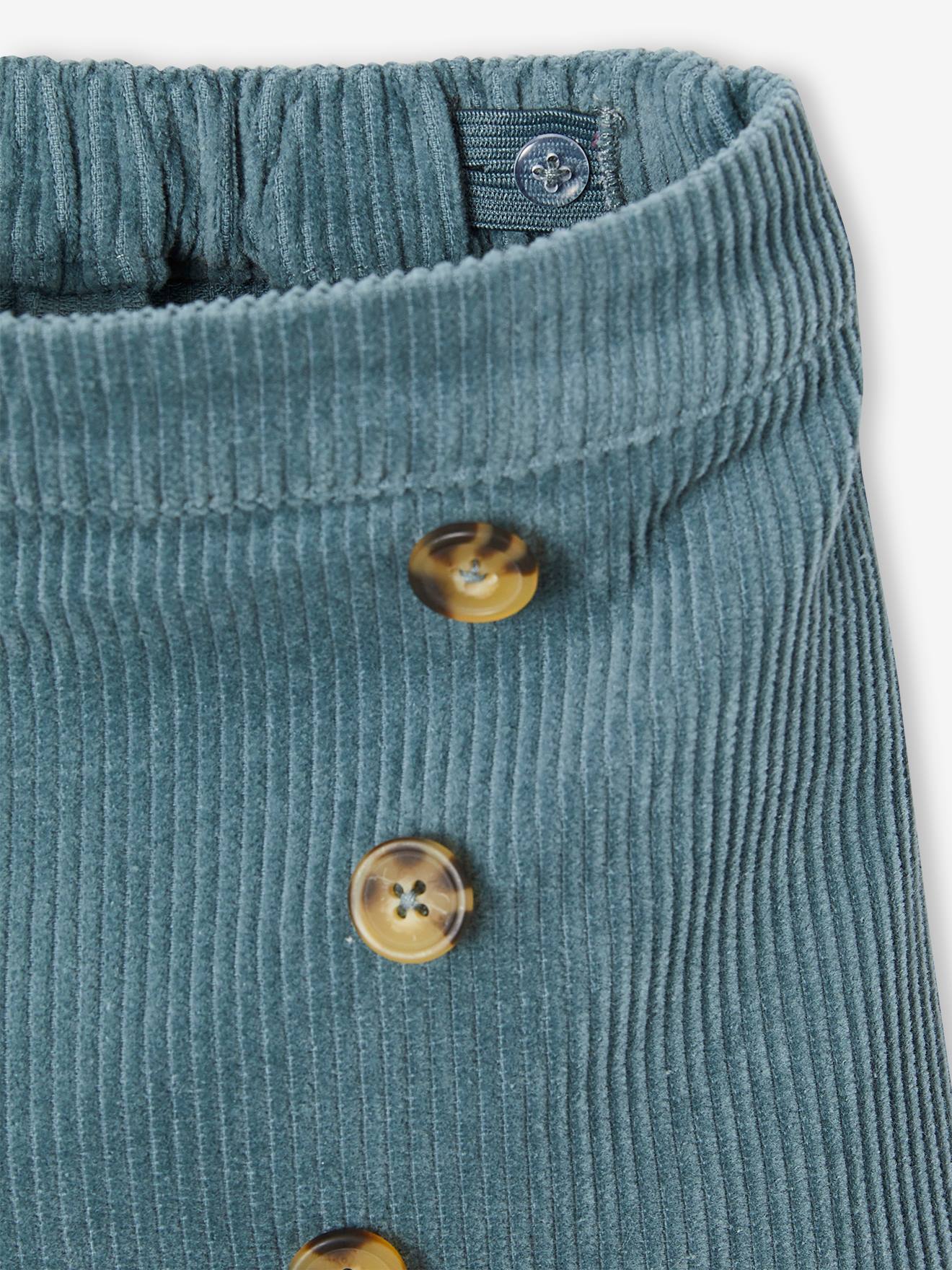 Saia/shorts de veludo cotelê roxo com efeito cruzado para meninas