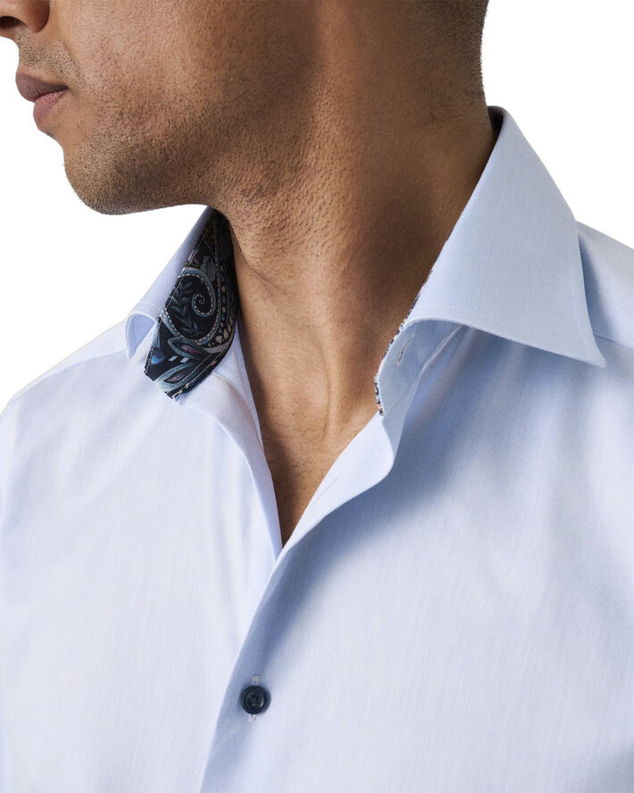 ETON Contemporary Fit Light Blue Floral Effect Signature Twill Shirt Lyseblå