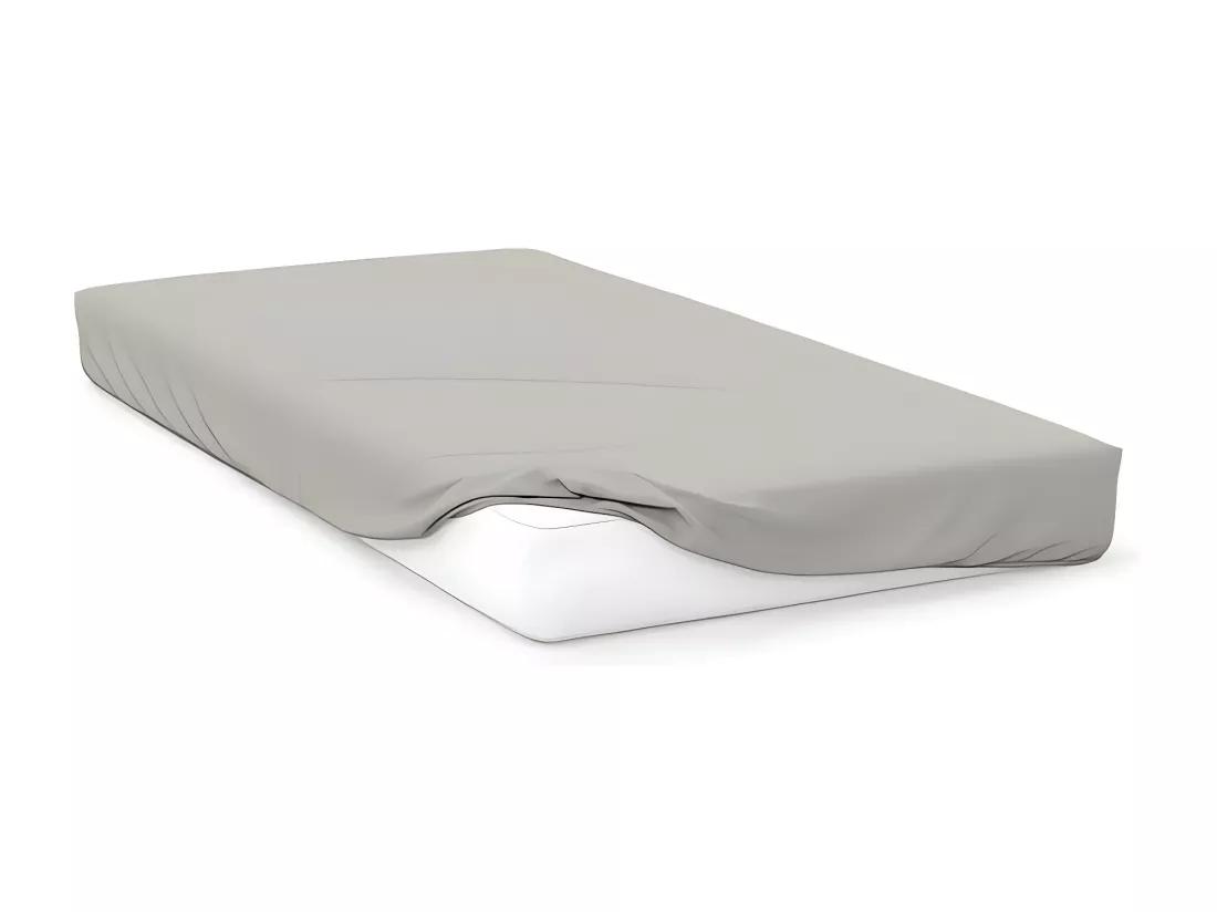 Drap housse en coton 57 fils 200x200 cm UNI lin, par Soleil d'ocre
