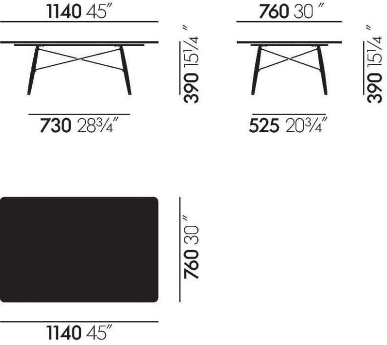 Vitra Eames Coffee Table 1140 essen honing Walnotenhout