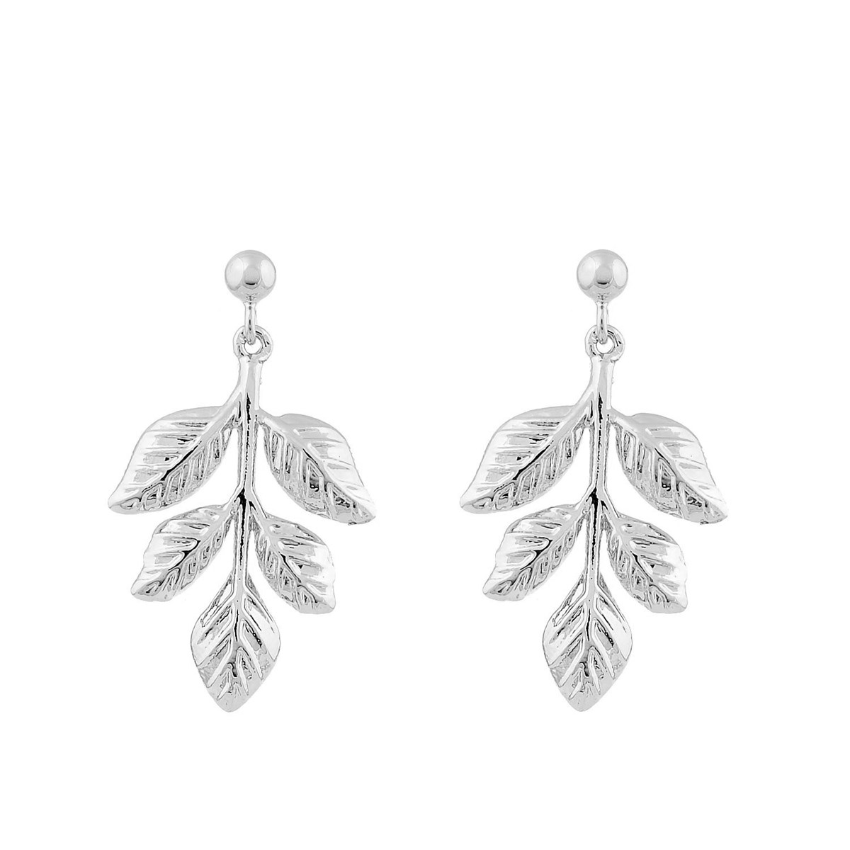 Boucles d'oreilles feuille Pendante élégance naturelle et raffinée Argent 925 Rhodié