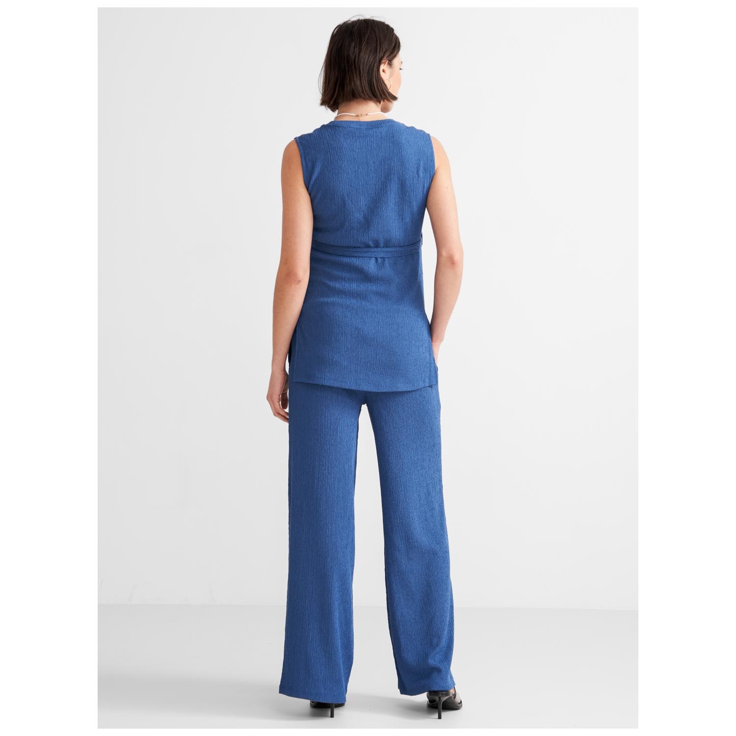 Prénatal zwangerschapsshirt mouwloos effen blauw