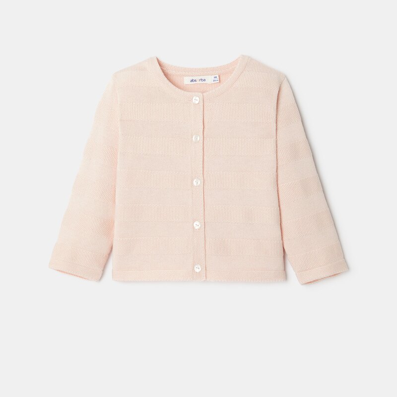 Cardigan maille tricot rose naissance Absorba Rose