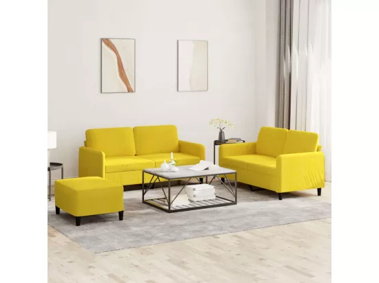 Ensemble de canapés 3 pièces jaune velours