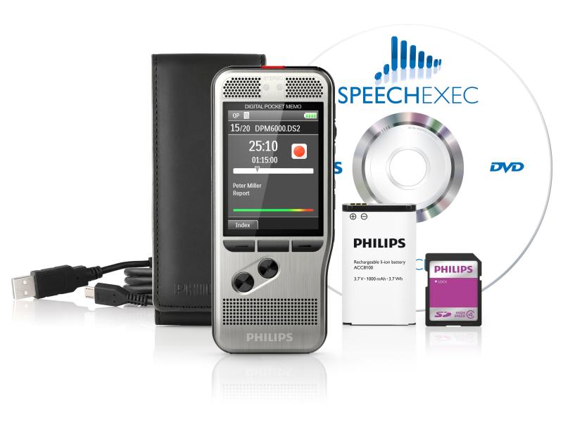 Philips Diktiergerät Digital Pocket Memo DPM6000 Digitales Diktiergerät mit bequemer Drucktaste