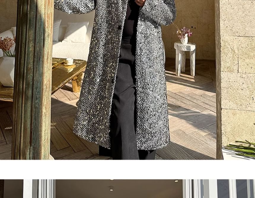 Freehop - Trenchcoat met lange mouwen en pailletten, enkelrijs