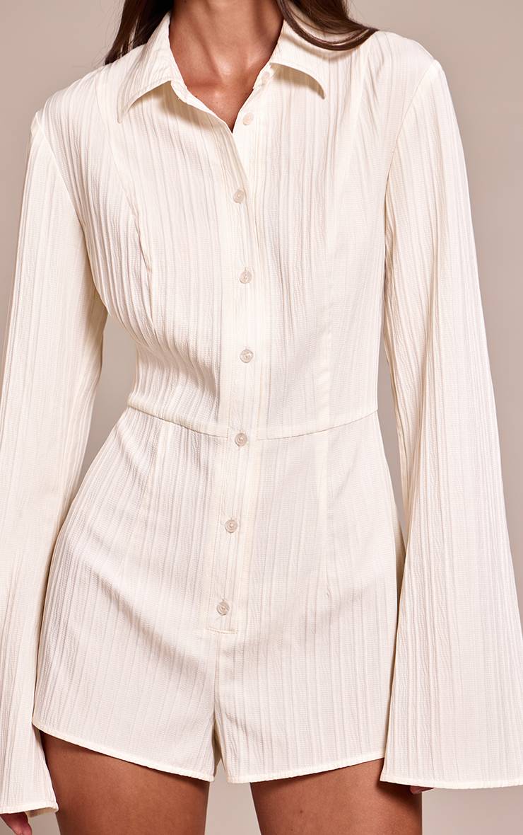 Crème Combinaison-short Texturée Boutonnée