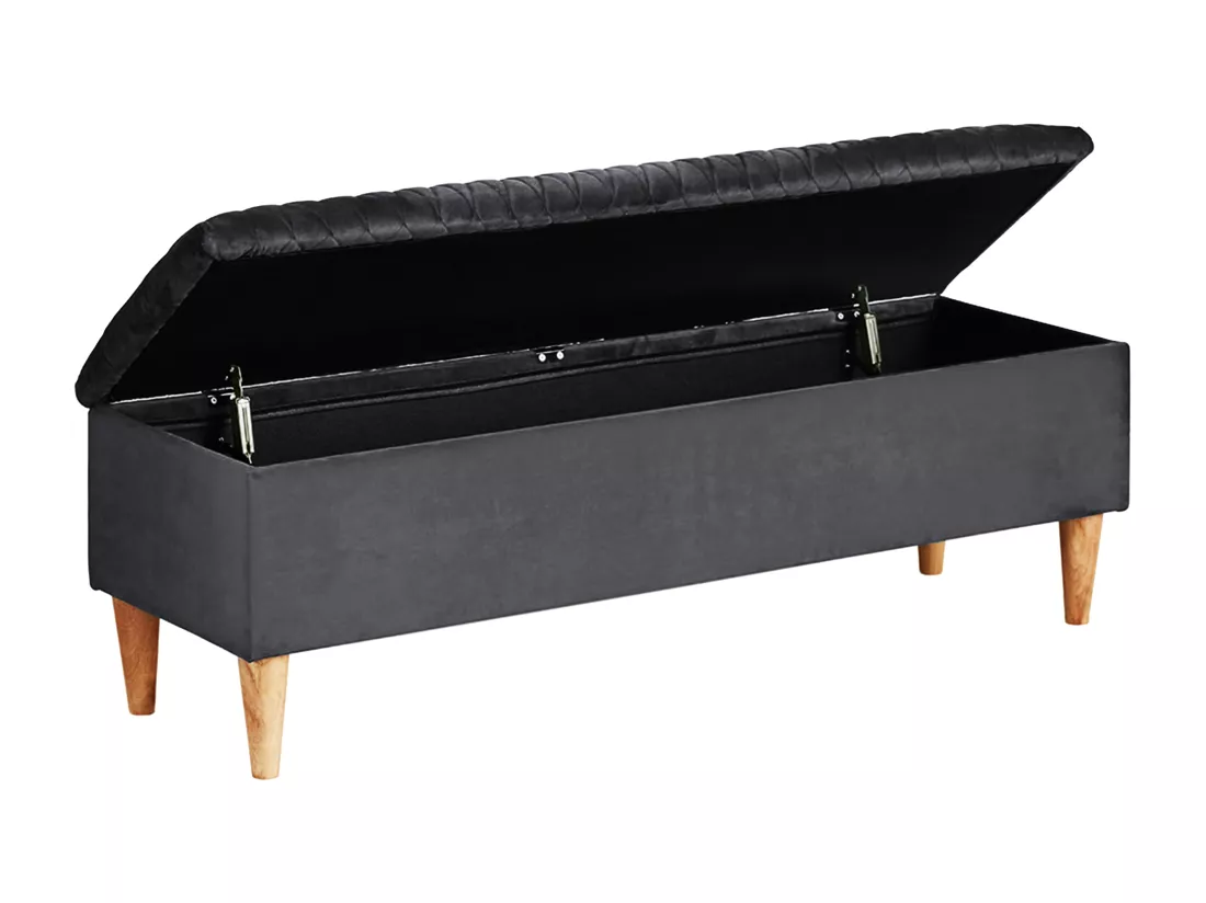Banc coffre DANIELE - Tissu velours - Gris