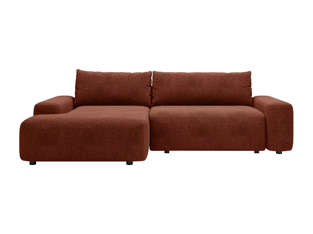 Canapé d'angle gauche convertible en tissu texturé terracotta DAVISO