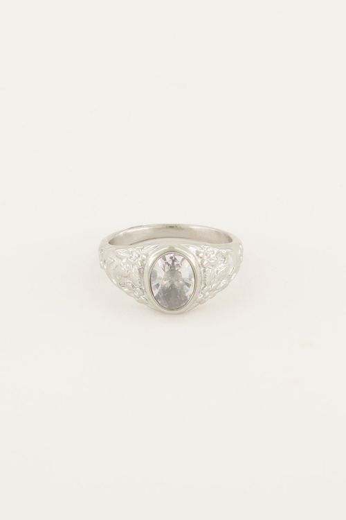 Vintage zegelring transparante steen