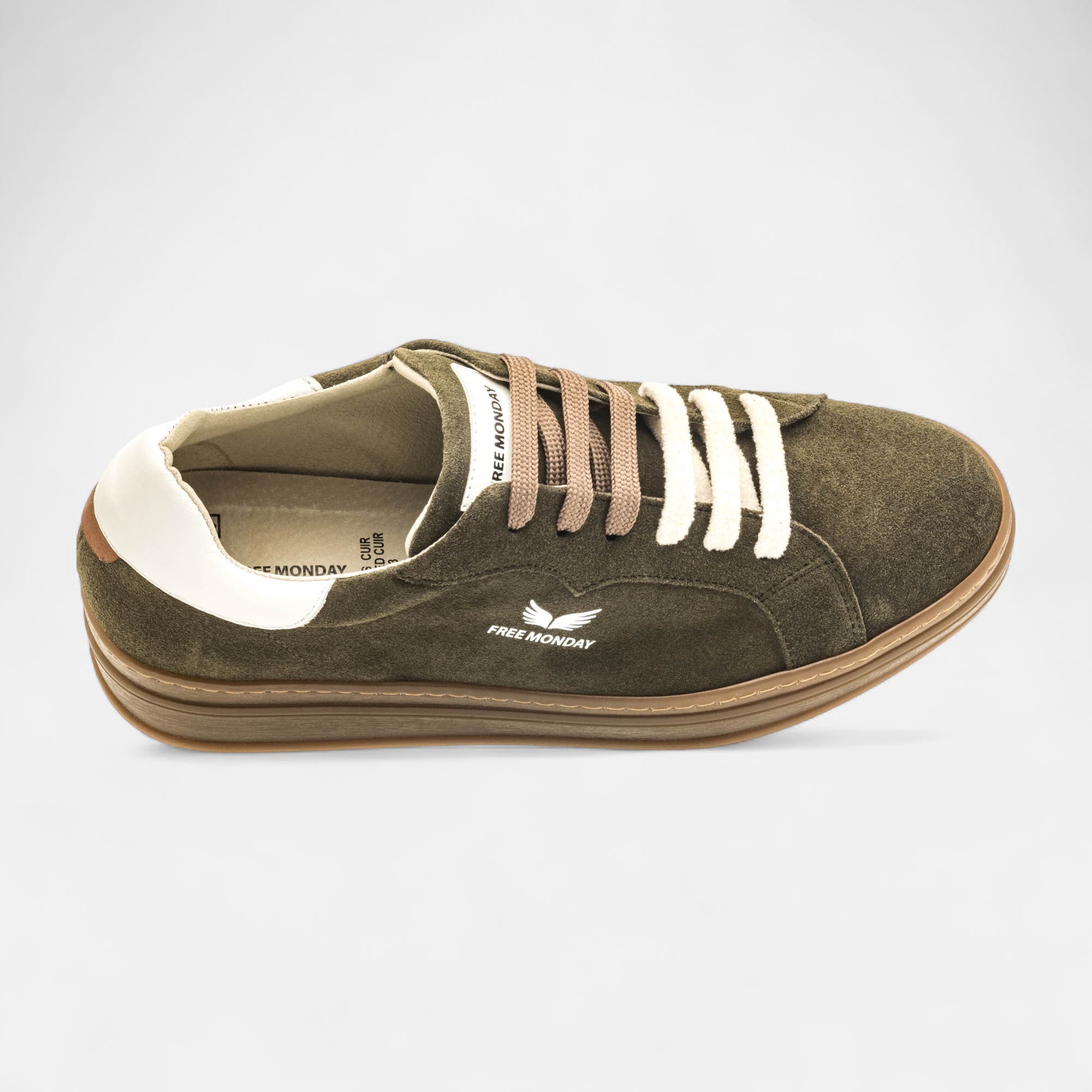 Baskets basses Femme en cuir kaki