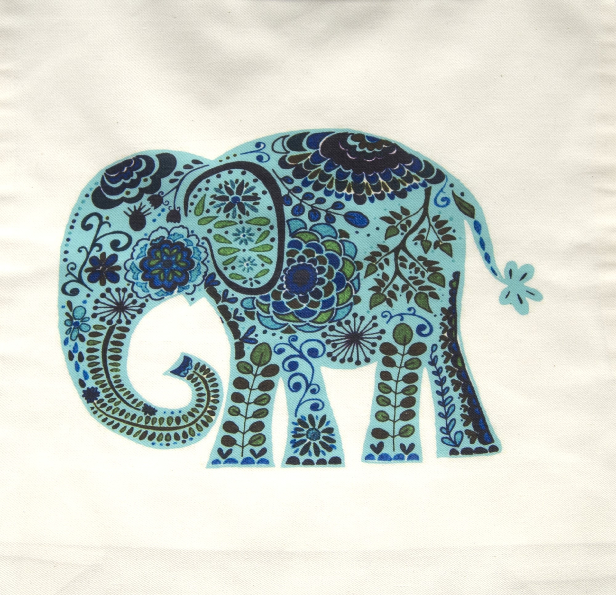 Stoffbeutel Elefant, weiß, türkis, L 40 cm, B 9 cm, H 40 cm günstig bestellen