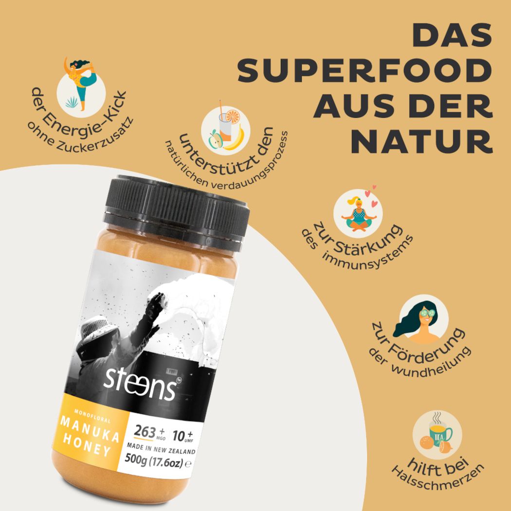 STEENS Manuka Honig MGO 263+ I UMF10+, 500g