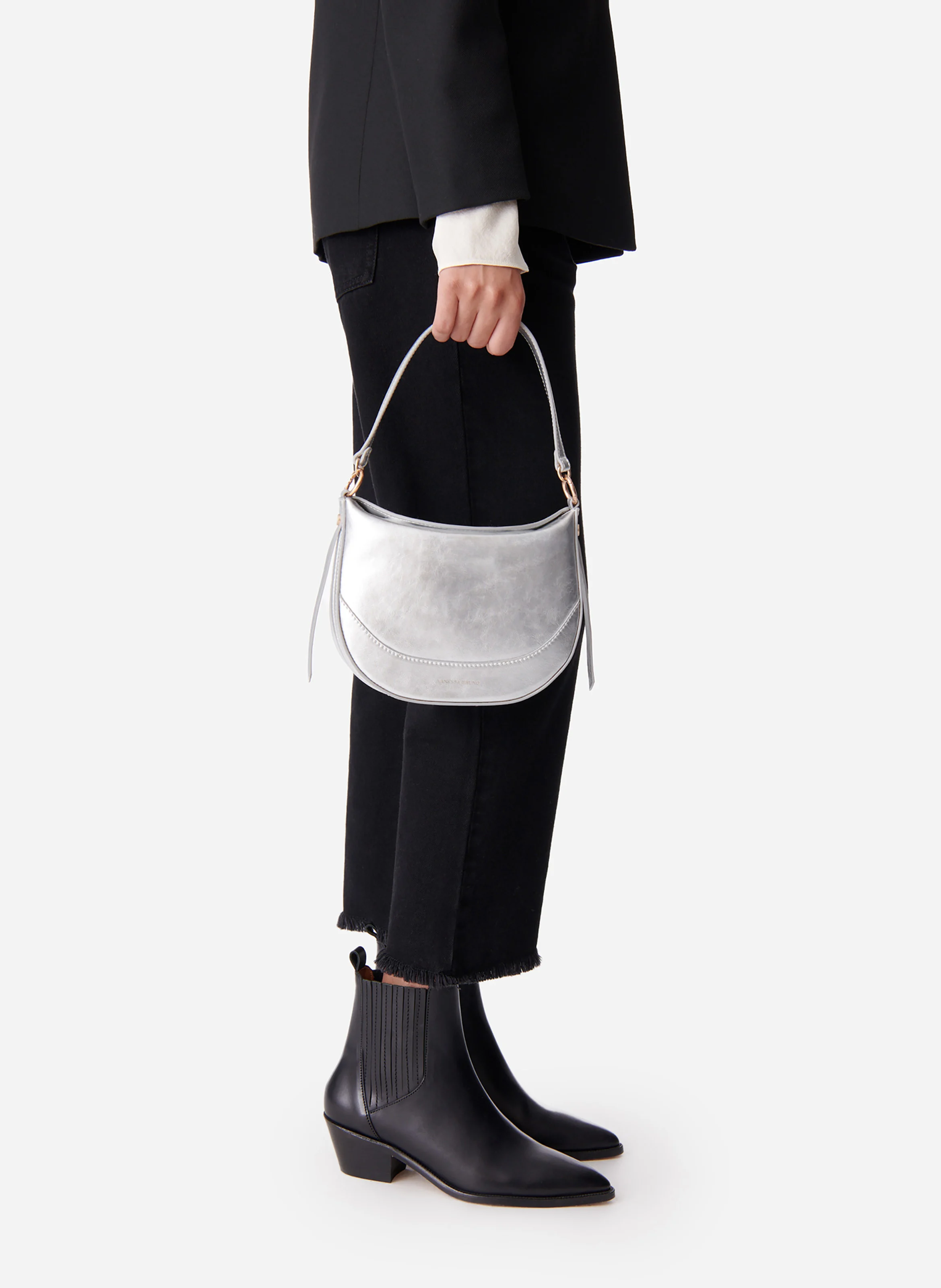 MINI DAILY BAG - Sac demi-lune en cuir| Gris