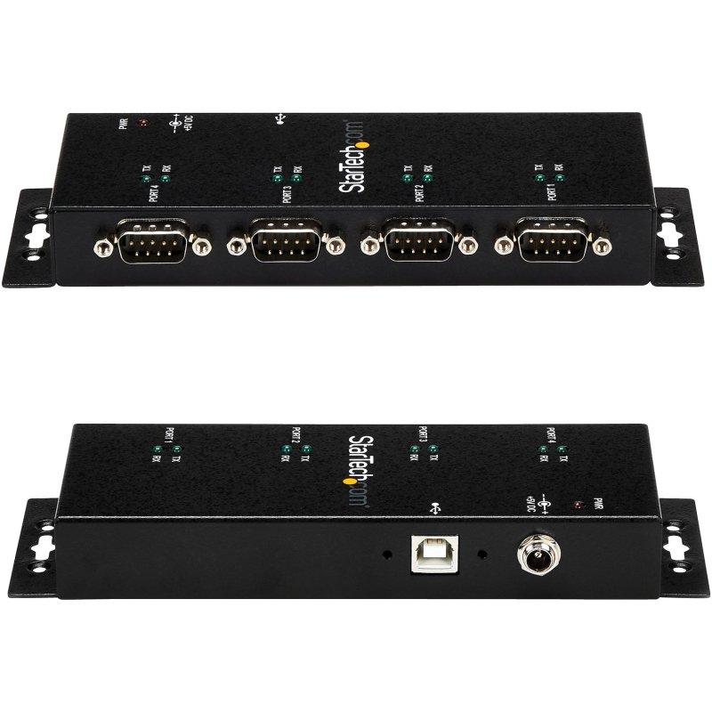 StarTech.com Hub adaptateur USB vers série DB9 RS232 4 ports – Montage sur rail DIN industriel et mural