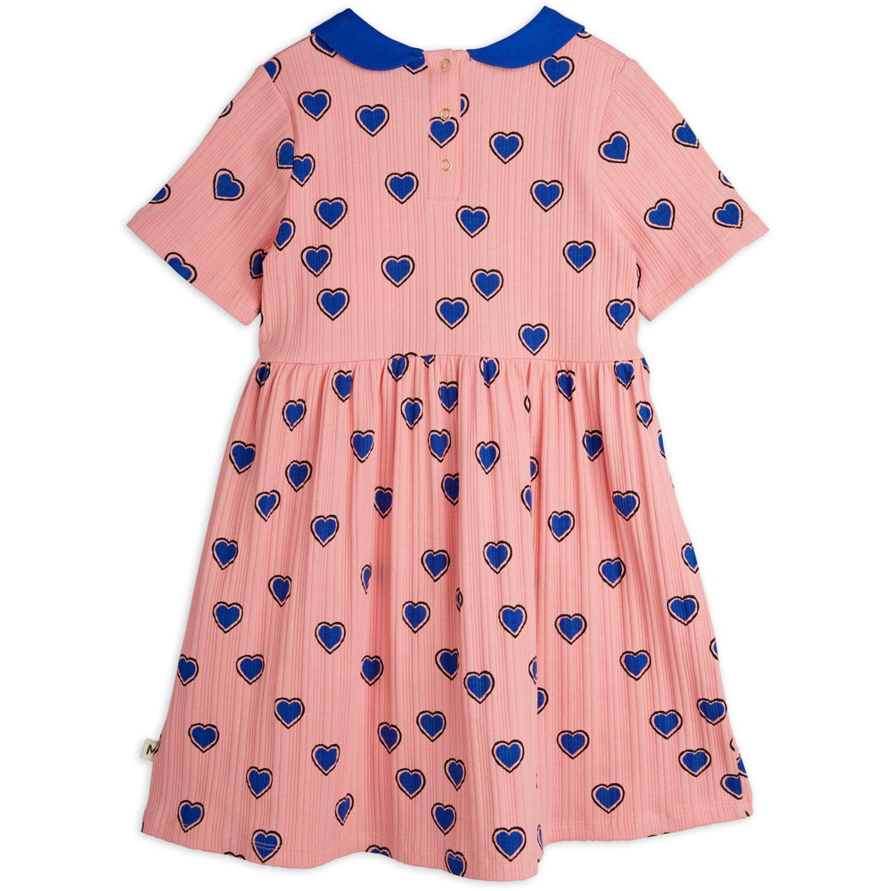 Køb Mini Rodini Pink Outlined Hearts AOP Kjole