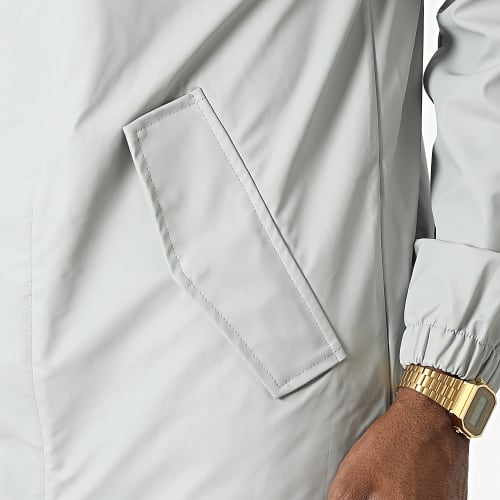 Veste Zippée Capuche Longue Gris Clair