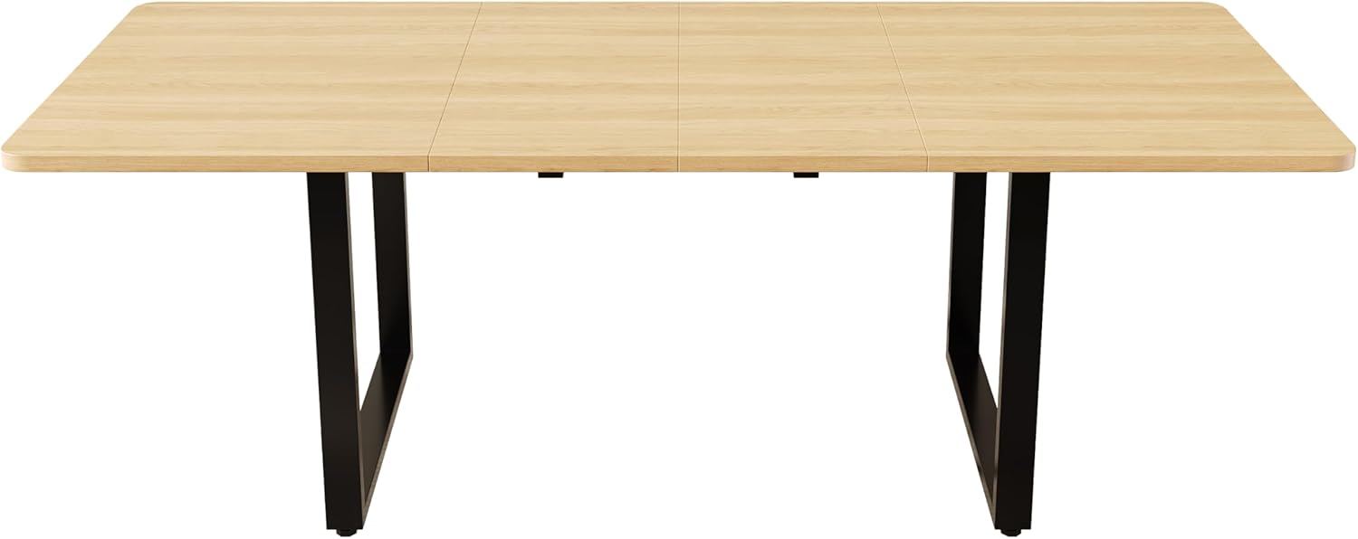 Merax Ausziehbarer Esstisch 140/180/220×80 cm, rechteckiger Tisch für 6–10 Personen, Metallbeine, 3-stufig verlängerbar, stabil, modernes Esszimmer- und Küchendesign, Holzfarbe