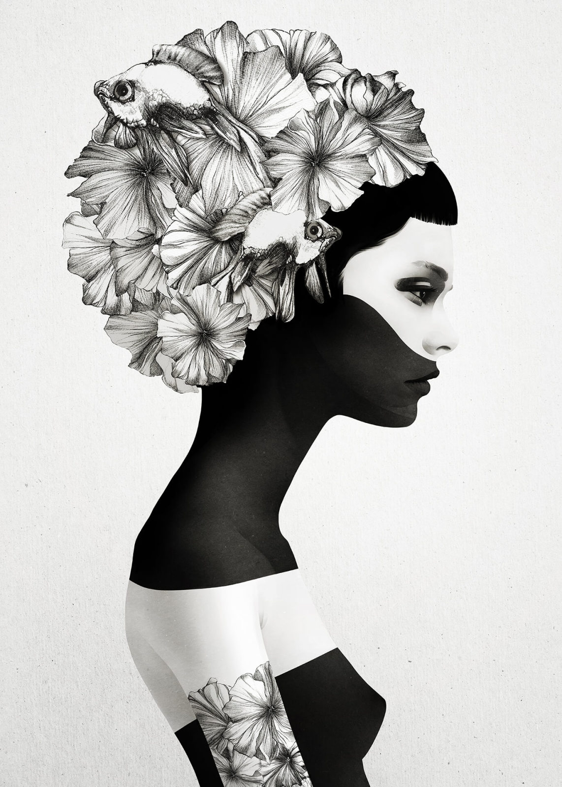 Leinwandbild MARIANNA - schwarz-weiß - 50x70 cm