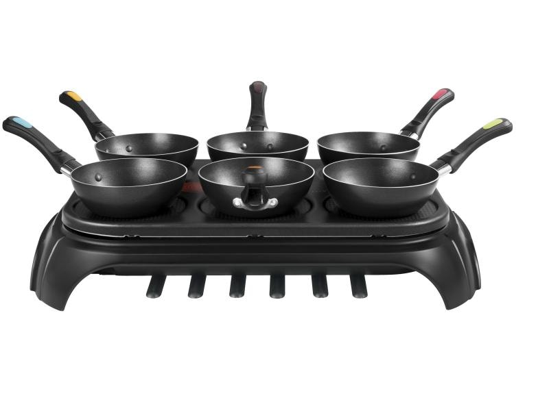 Tefal Wok 2in1 Crêpe für 6 Personen 2-in-1-Herd mit 6 Crèpe-Platten und 6 Wok-Pfännchen