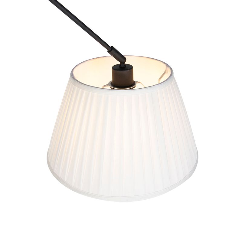 Hanglamp zwart met plisse kap 35cm crème - Blitz
