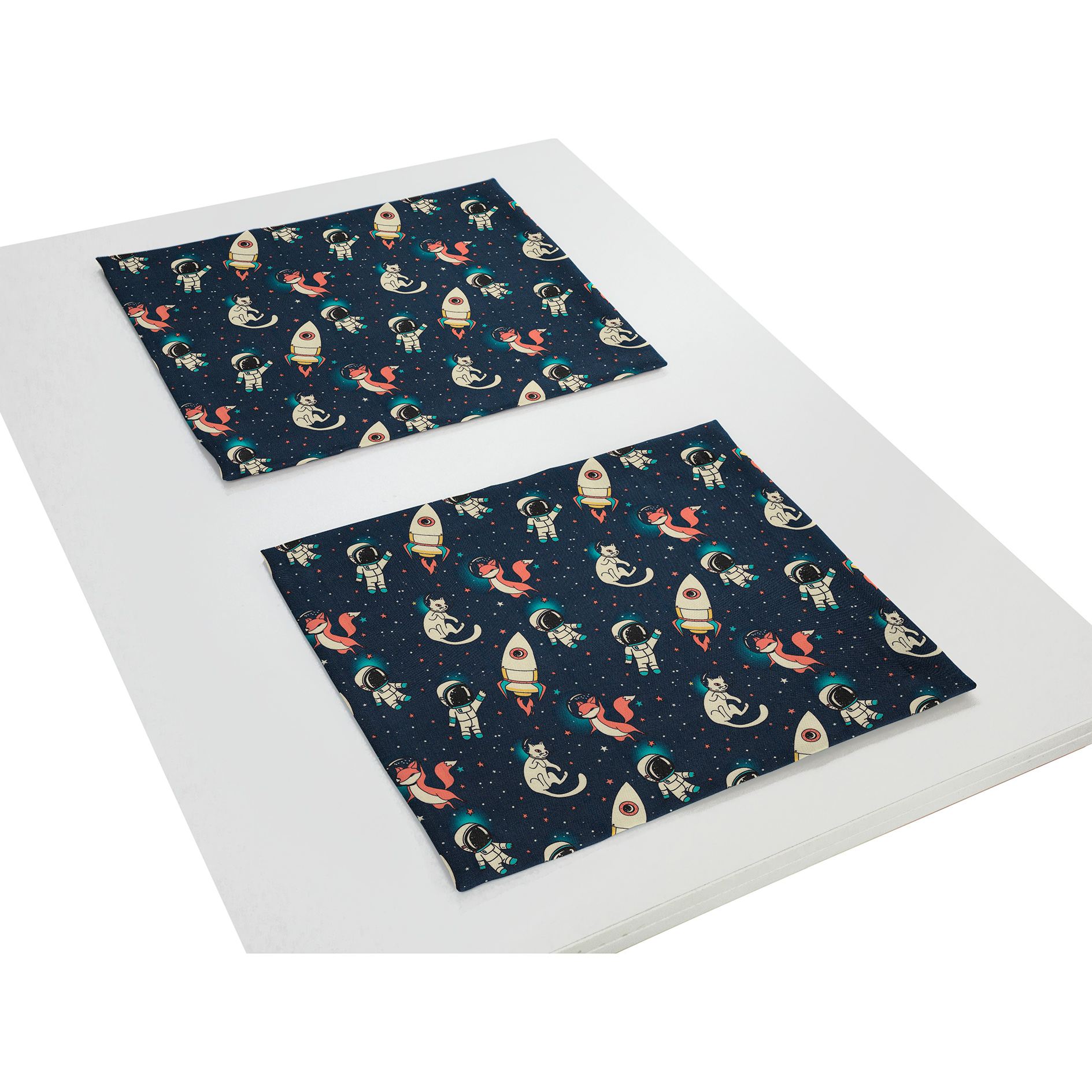 2-teiliges Tischset mit Kuvertsaum SPACE - blau