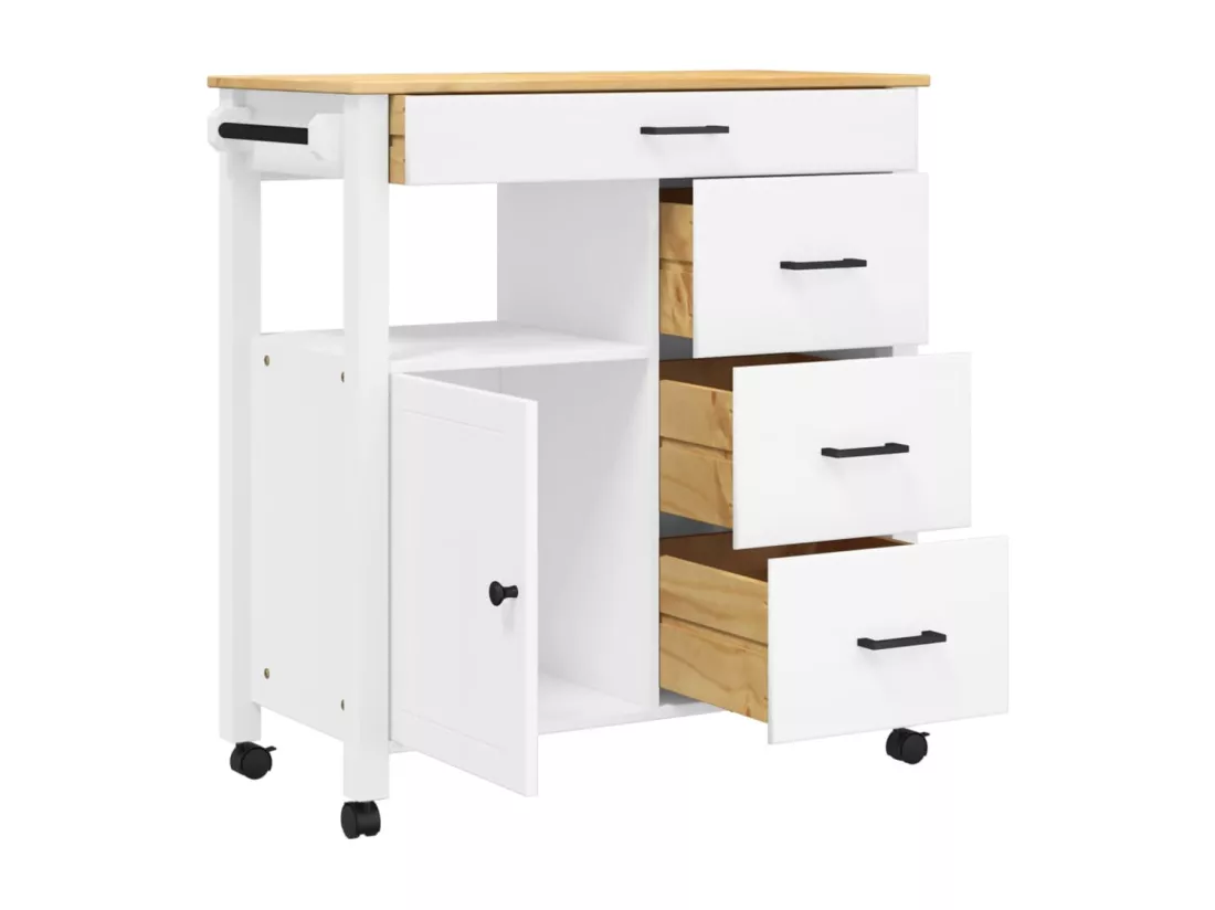 Chariot de cuisine MONZA 84x40x90 cm bois massif de pin