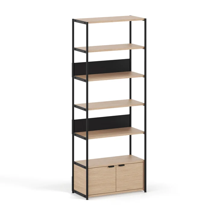 TipToe - Unit Regalsystem, H 215 x 84 cm, inkl. 1 Tür, Eiche / graphite black