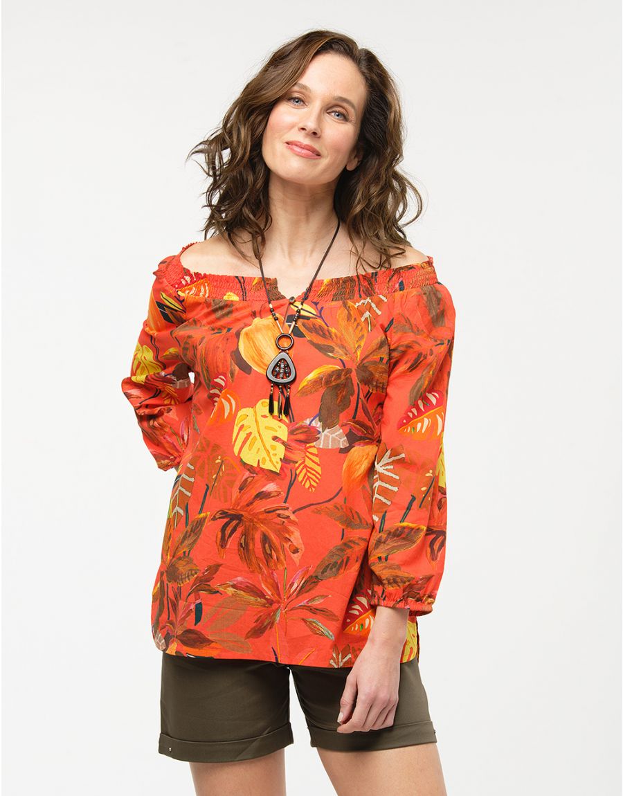 Blouse 100% coton orange