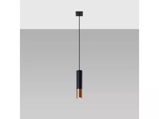 Sollux LOOPEZ Lampe à Suspension Slim 8cm Noir, Cuivre GU10