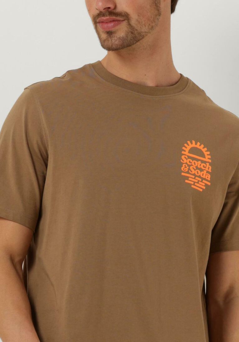 SCOTCH & SODA khaki scotch & soda t-shirt left chest artwork t-shirt