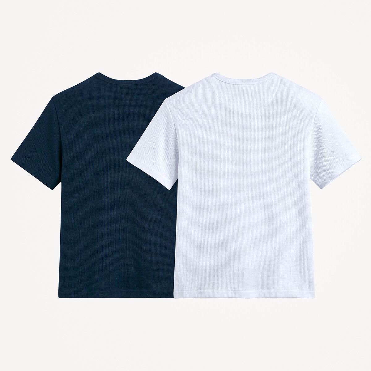 COLEÇÃO LA REDOUTE<br>Conjunto de 2 camisetas com gola túnica, em malha waffle