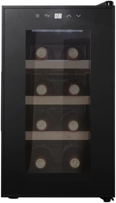 Cavin Weinkühlschrank Freistehender, Northern Collection 8 Schwarz, thermoelektrischer Weinkühlschrank, Platz für 8 Flaschen, Leise und energieeffizient, Eine verstellbare Temperaturzone