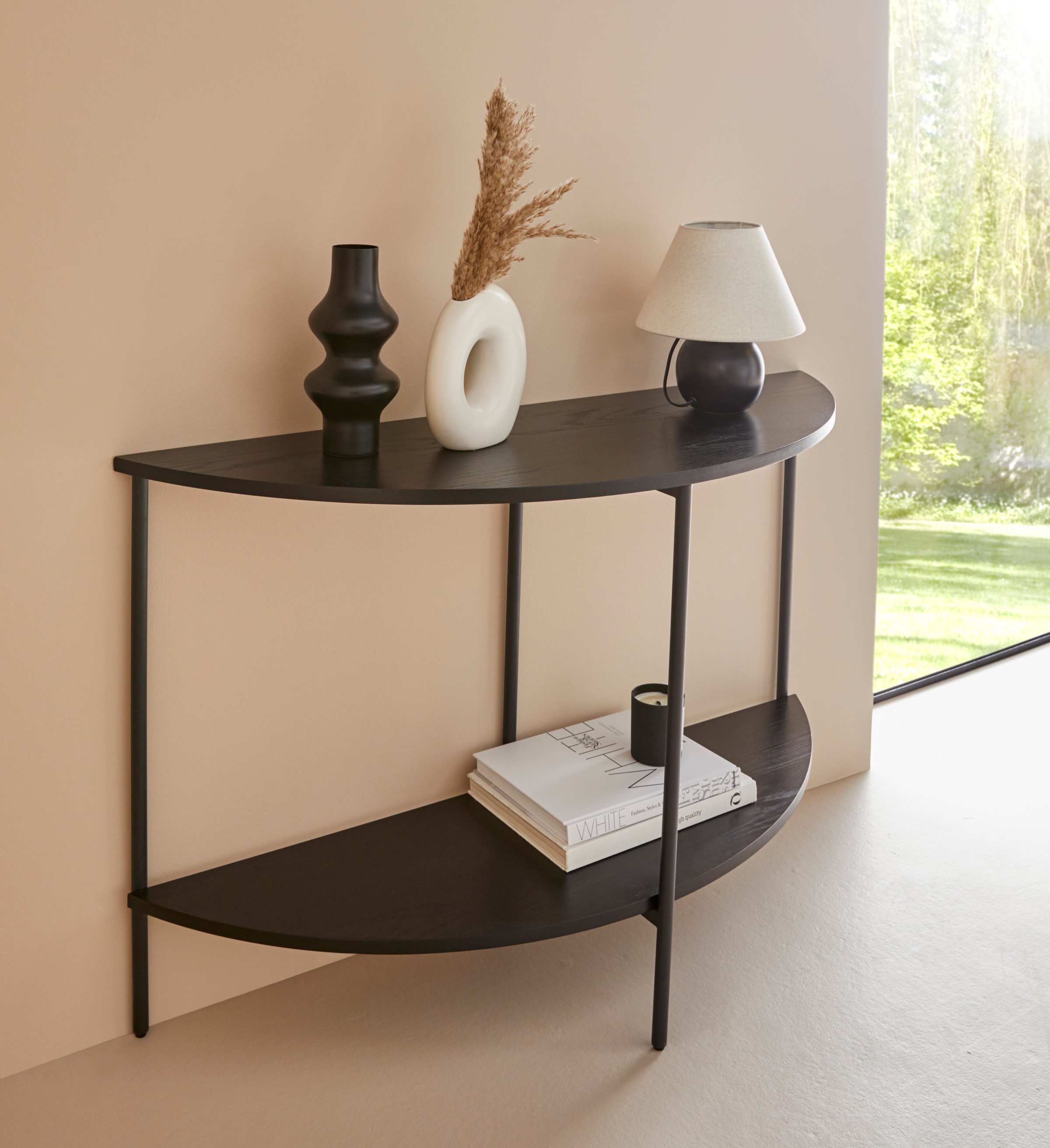 LeGer Home by Lena Gercke Konsolentisch »Leonore, TOPSELLER!, OTTOs Choice« aus massivem Eschenholzfurnier, pulverbeschichtetes Metallgestell