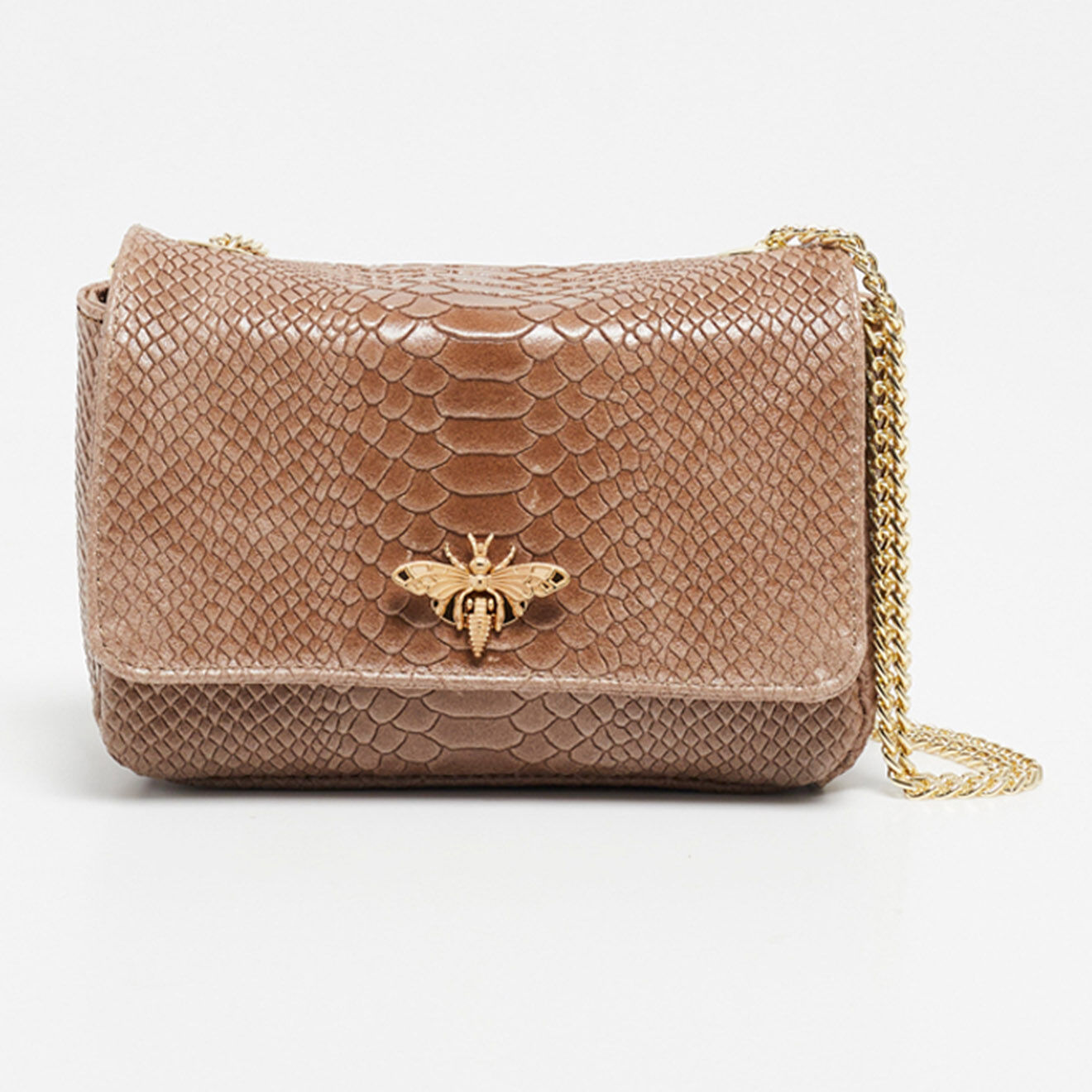Christian Laurier Sac bandoulière en Cuir Hera taupe  - 21x15x7 cm