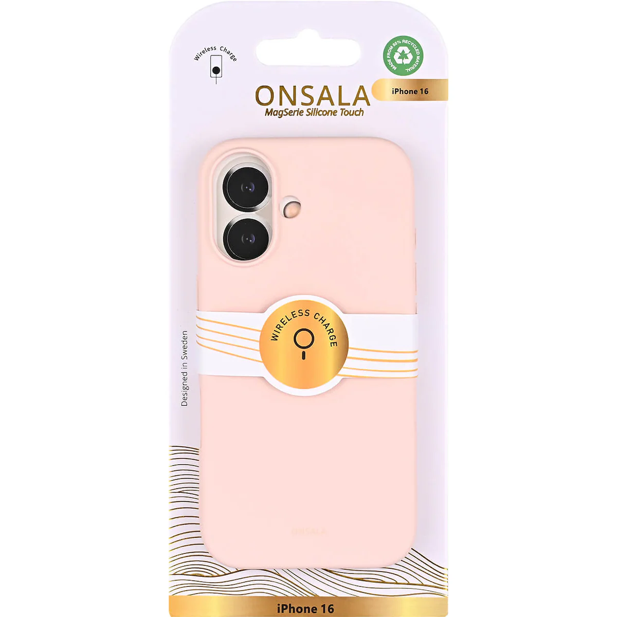 Onsala iPhone 16 silikondeksel (krittrosa)