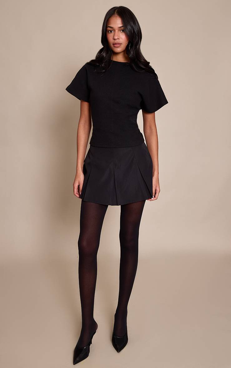 Noir Jupe-short Patineuse Tissée Ajustée À Plis Creux Tall
